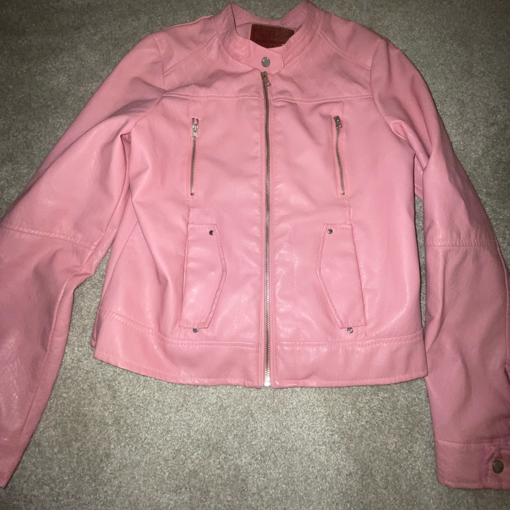 Pink leather coat